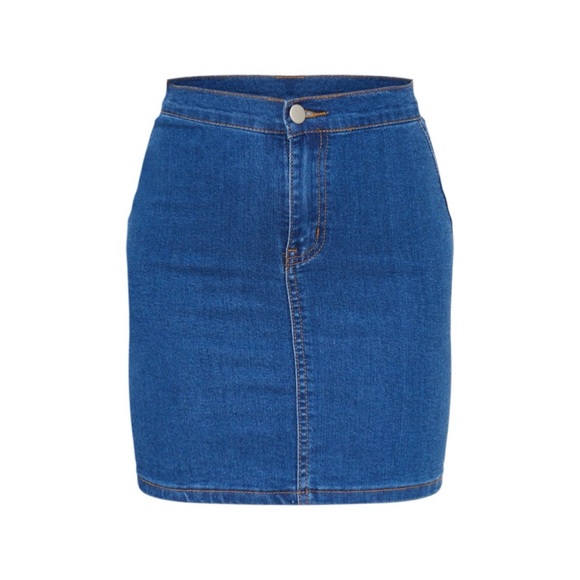 Petite Mid Blue Wash Disco Fit Denim Skirt - Picture 7 of 9